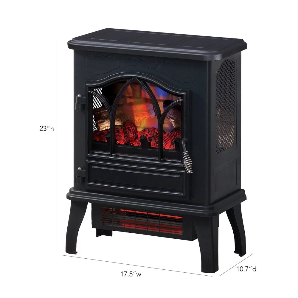 3D Infrared Electric Fireplace Stove Heater, Black W50236