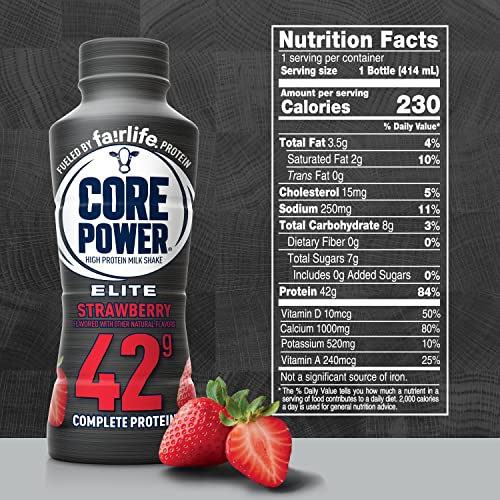 High Protein Milk Shake for Workout Recovery, Strawberry, 14 Fl Oz Y81871