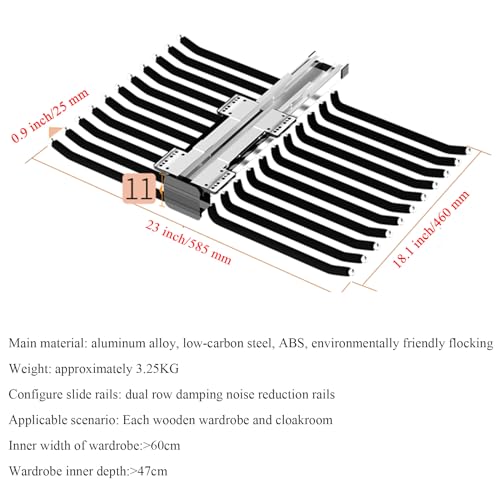 Extendable Trouser Hanger, Space-Saving Pull-Out Clothes Rack, Black C590595