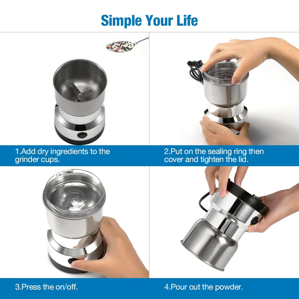 Stainless Steel Electric Coffee Grinder for Beans, Spices & Nuts D2808