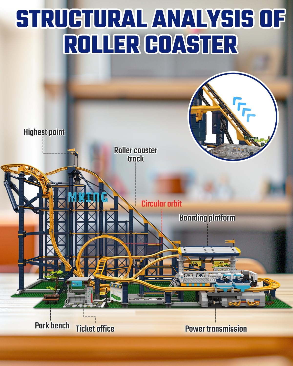 Roller Coaster Building Blocks Set with Motor, 3238 Pieces C59417