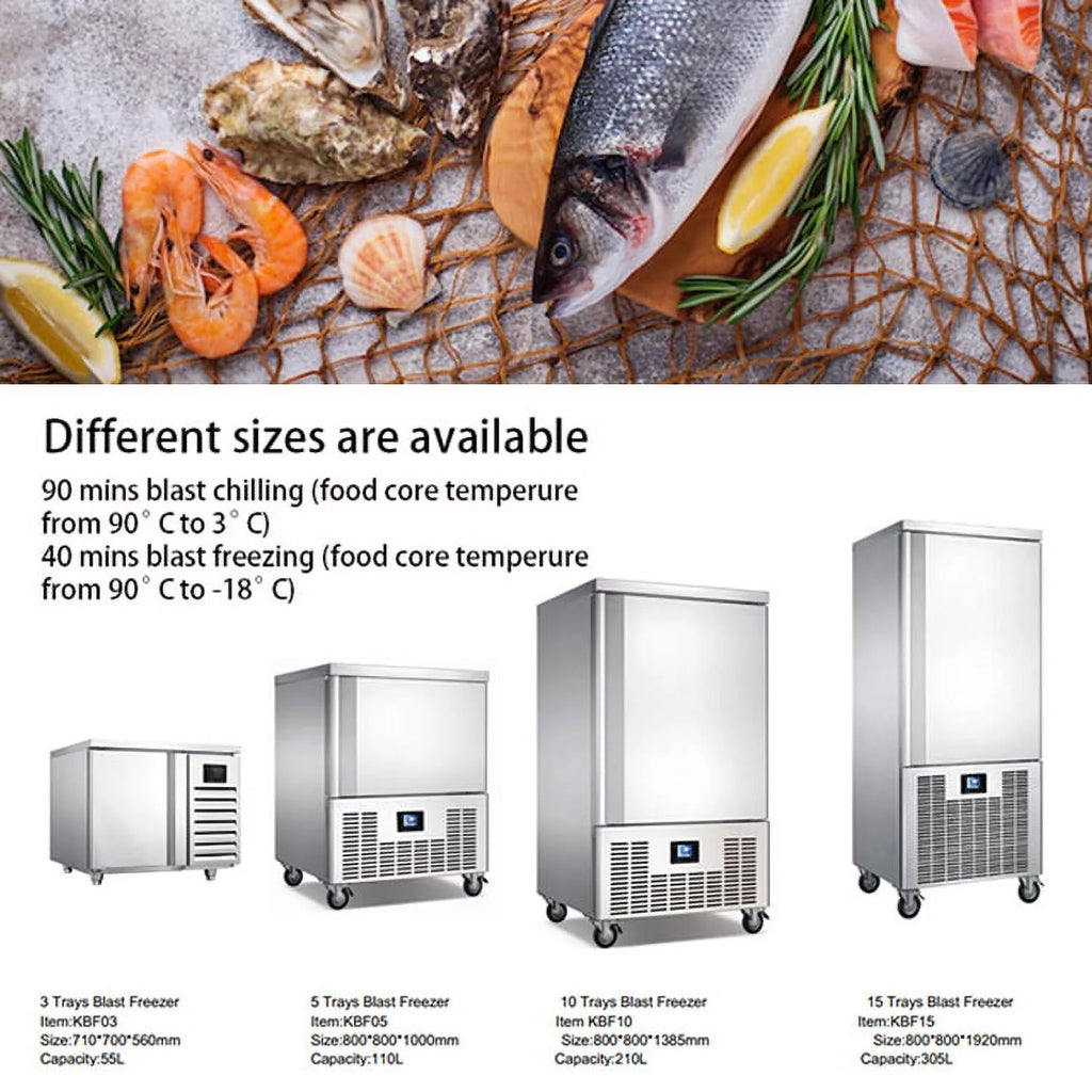 Commercial 3-Tray Blast Chiller & Freezer for Ice Cream, Chicken, Fish, Dessert O885129