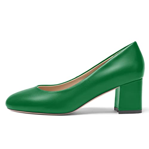 Women's Casual Leather Slip On Low Heel Pumps I320550