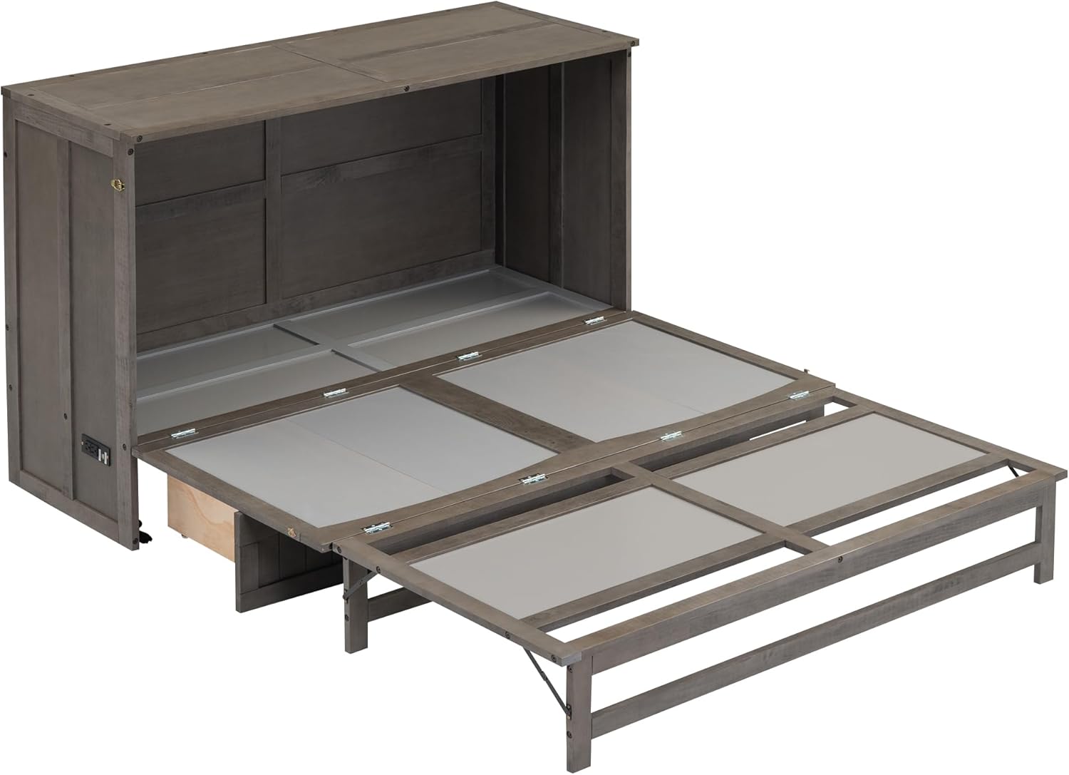 Murphy Bed Cabinet with Drawer and Charging Station, Foldable for Small Spaces G14337