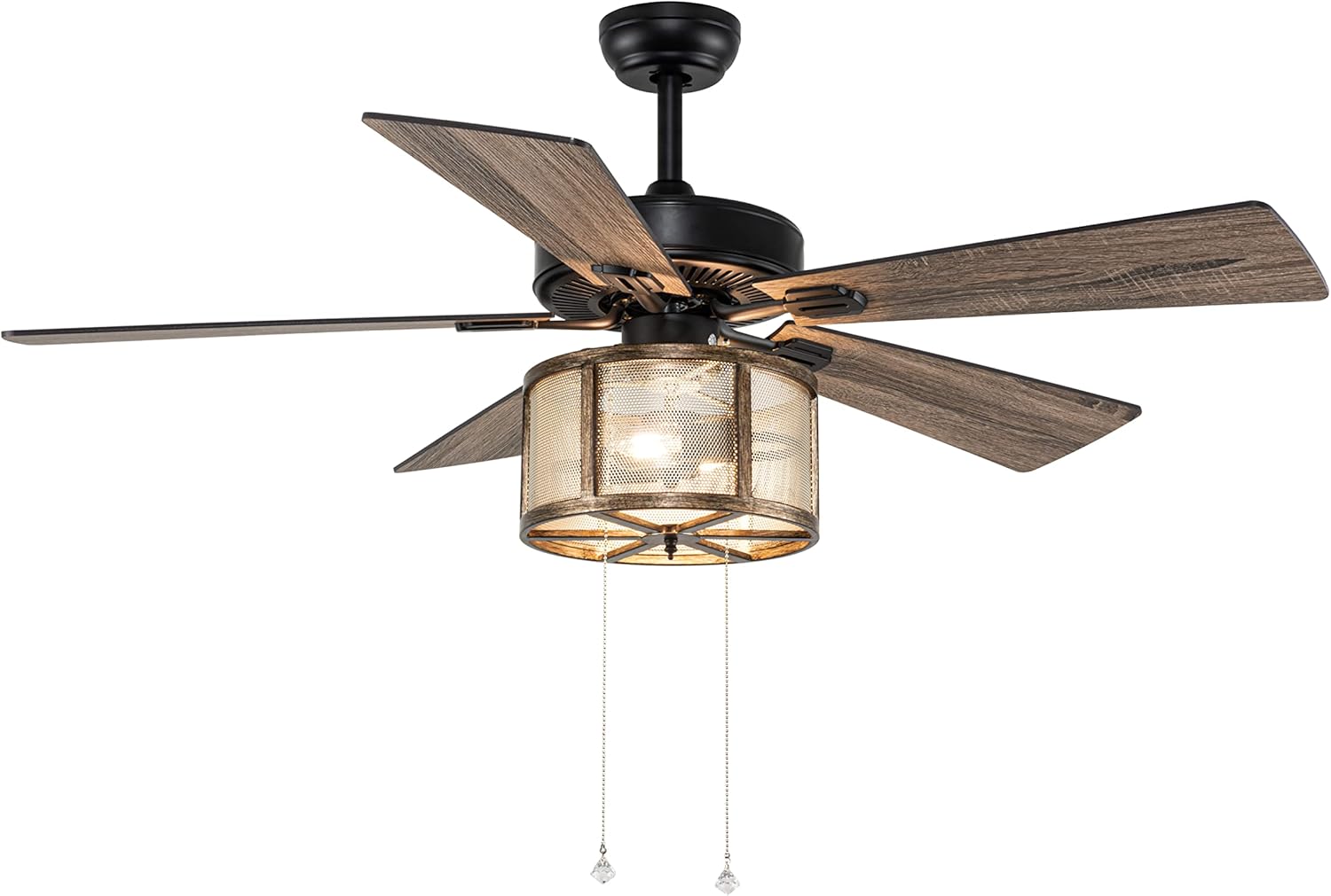 52" Farmhouse Ceiling Fan with Lights, Remote Control, 5 Reverse Blades, Quiet Motor, 3 Speed, Matte Black K2319