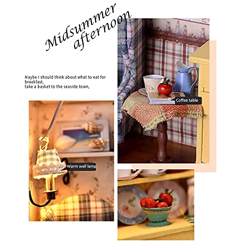 Dollhouse Miniature with Furniture Kit, Handmade Frame Style DIY House Model for Teens Adult Gift E648339
