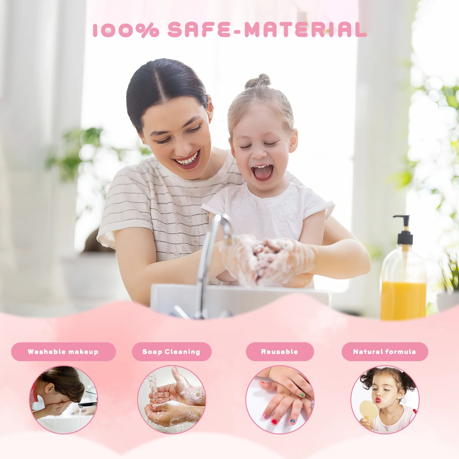Kids Makeup Kit Toys for Girls, 90 Pcs Washable Play Set, Ages 3-10 D724103