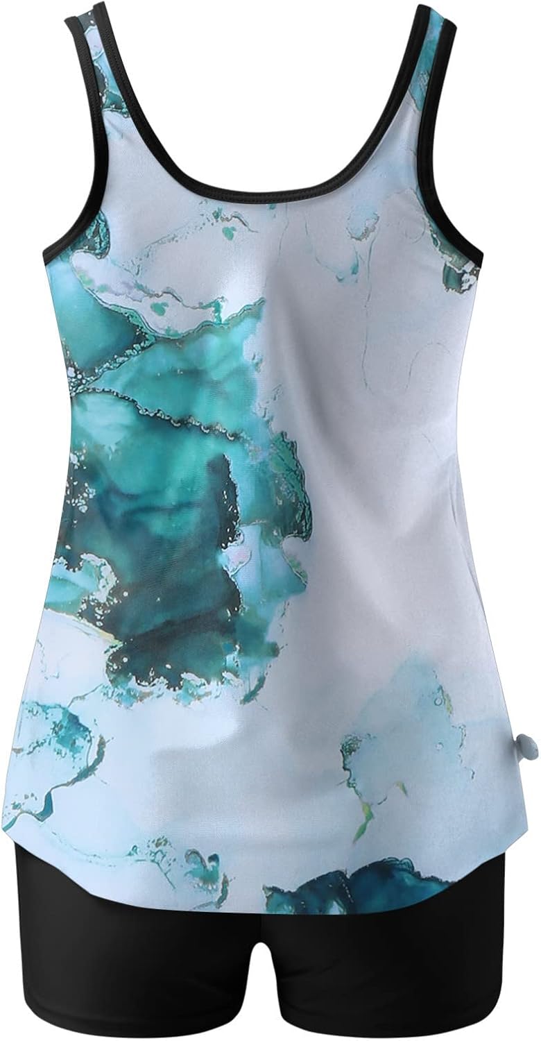 Ladies Tankini Swimsuits with Shorts for Older Women, Green Q78202
