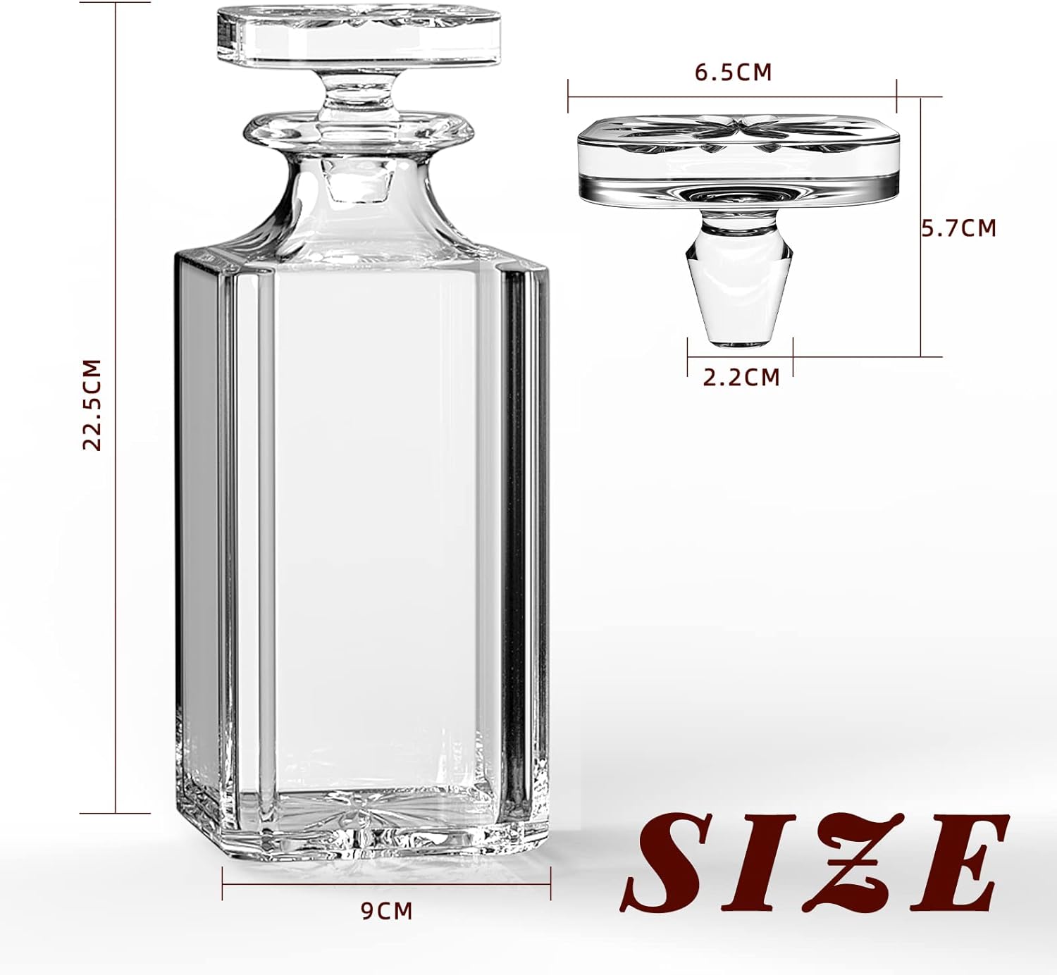 Glass Decanter with Airtight Geometric Stopper for Whiskey, Wine, Bourbon, Liquor E212419