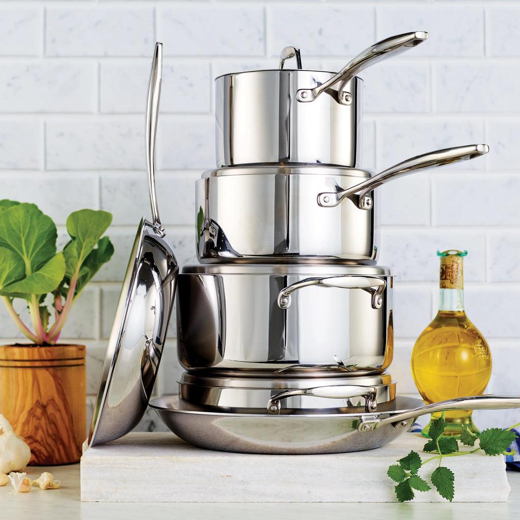 10 Pc Tri Ply Clad Stainless Steel Cookware Set C307019