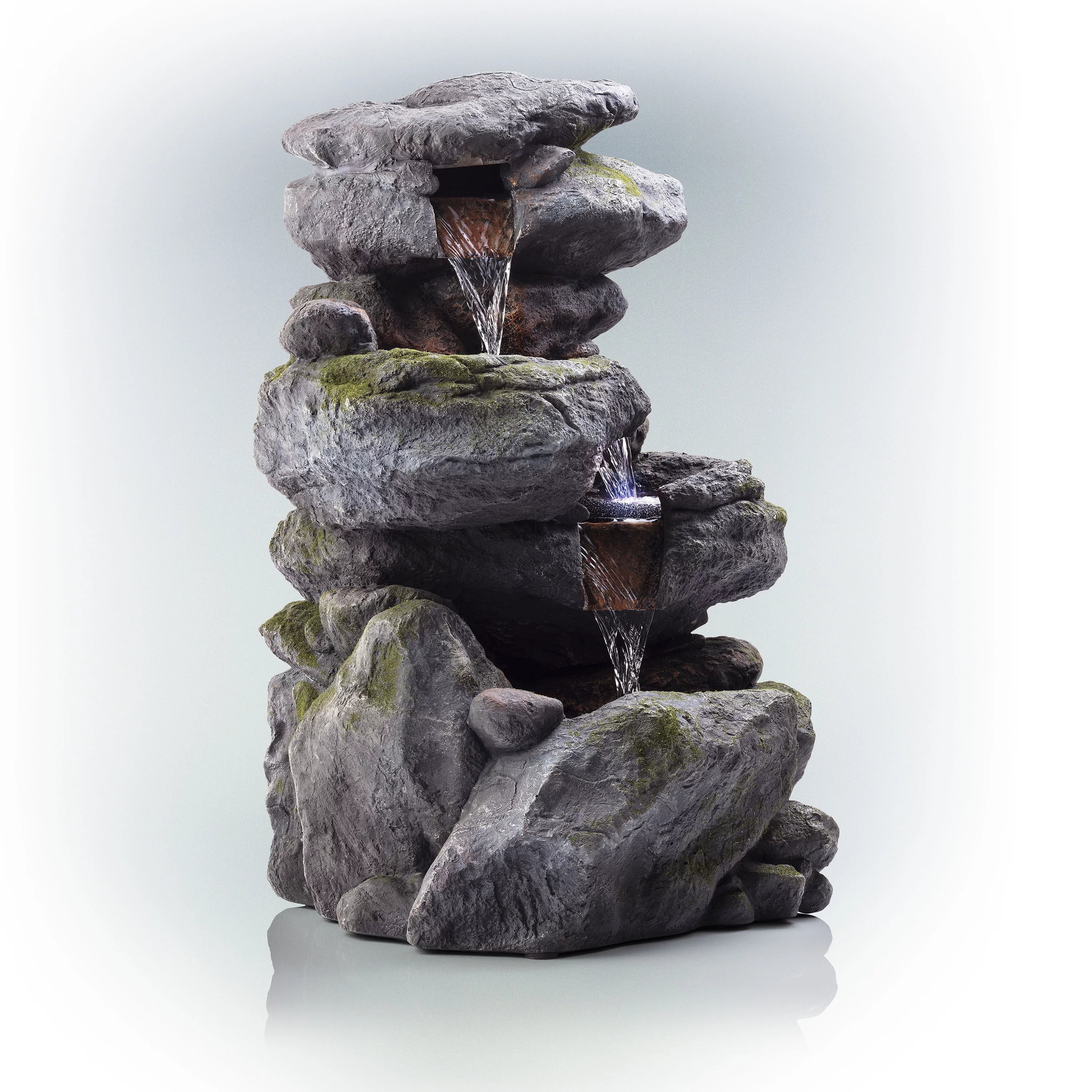 Outdoor 3-Tier Rock Cascading Tabletop Fountain K655