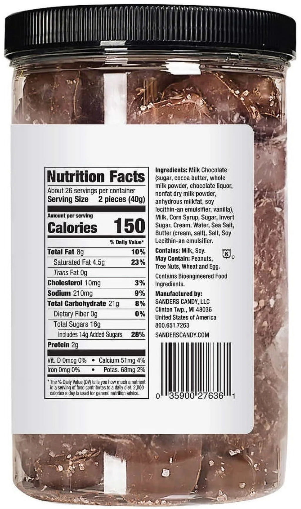 Milk Chocolate Sea Salt Caramel Candy, 36 oz Q7468