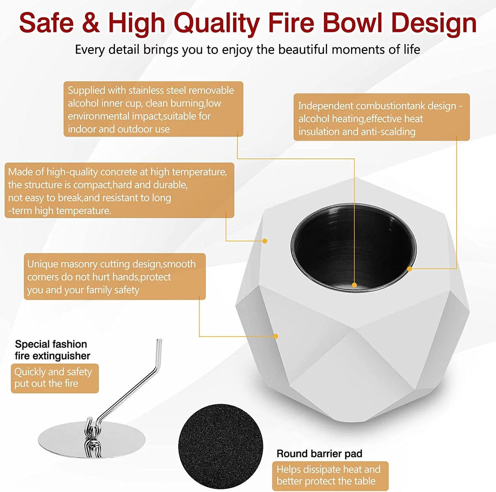 Concrete Tabletop Fire Pit Bowl for Indoor Outdoor Patio G49037