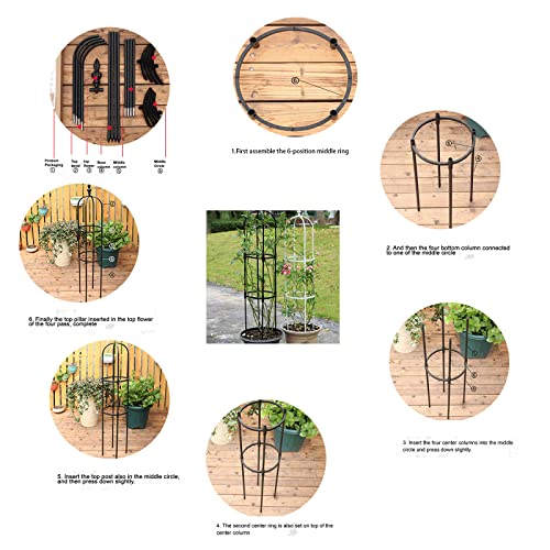 Metal Obelisk Garden Trellis, 3ft Tall Plant Support for Climbing Plants T252679
