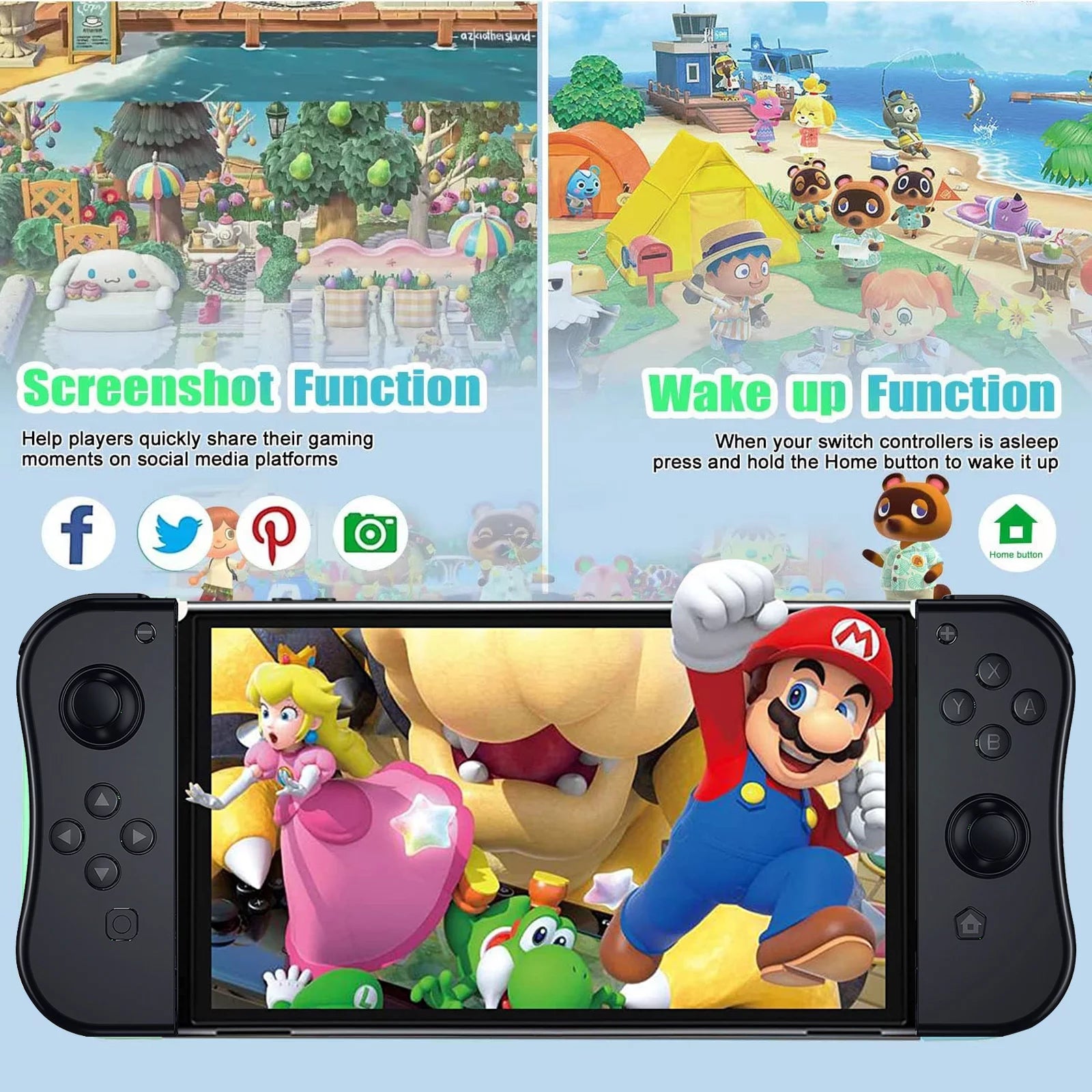 Joypad for Nintendo Switch, Wireless Left and Right Controllers with Turbo and Vibration, Black S957938