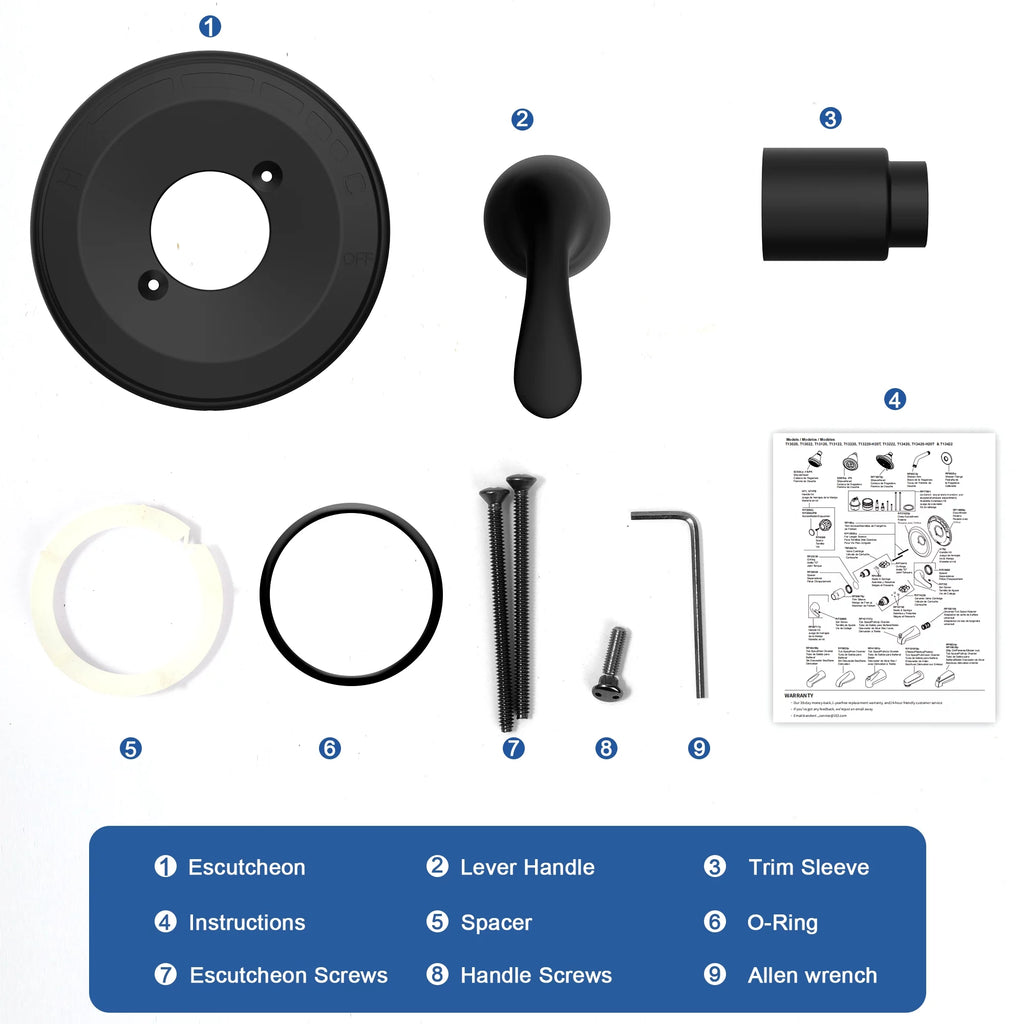 Shower Valve Trim Kit, Single-Function, Matte Black J2602