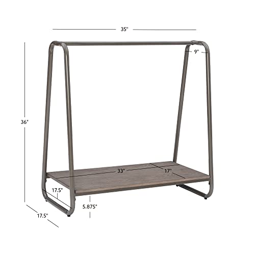 Modern Clothing Rack with Wooden Shelf L200