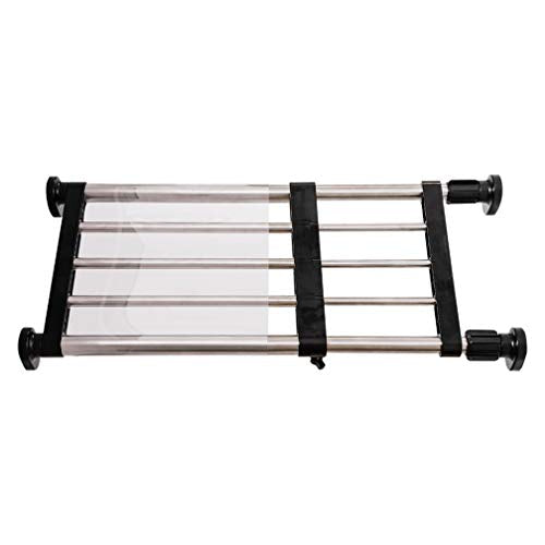 Hershii Expandable Closet Tension Shelf Rod Adjustable Metal Storage Rack Cabinet Organizer DIY Divider Separator Shelves for Wardrobe Cupboard Kitchen Bathroom, Black, 19.69-31.5inches