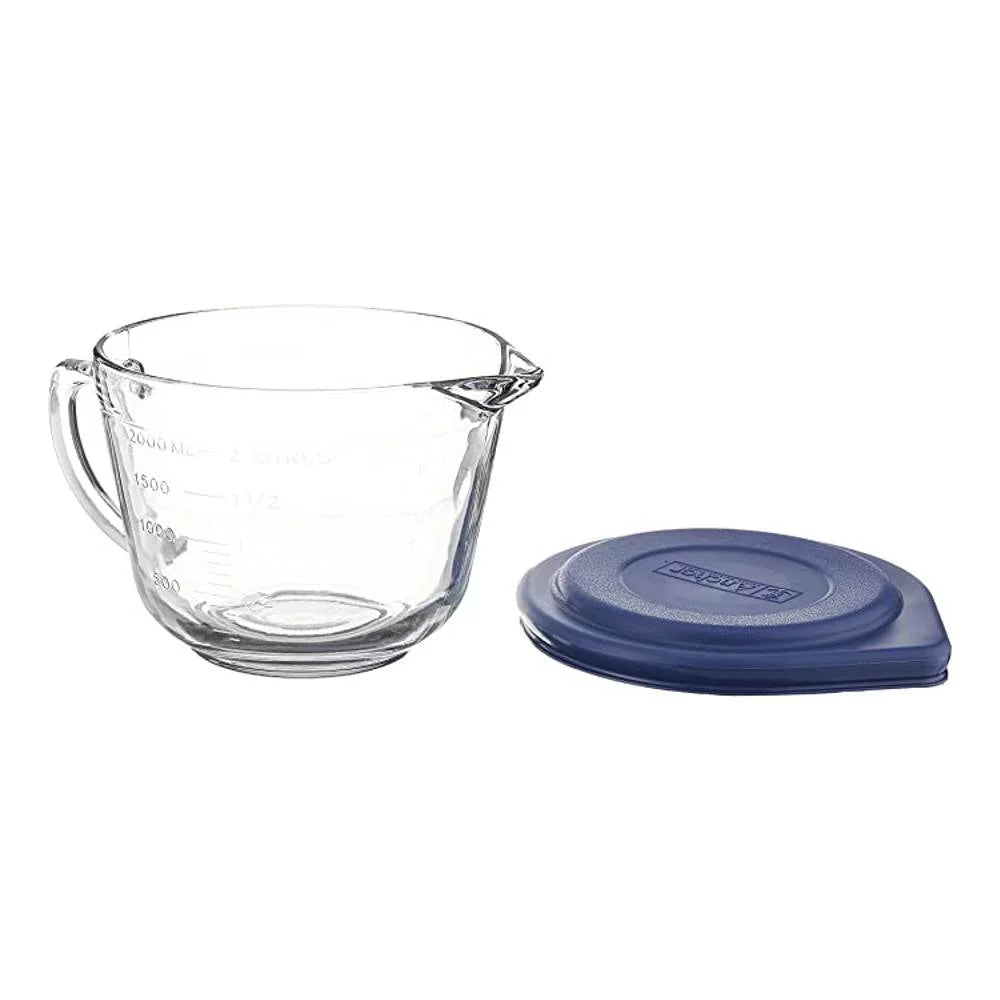 Glass Batter Bowl with Blue Lid, 2 Quart X165198