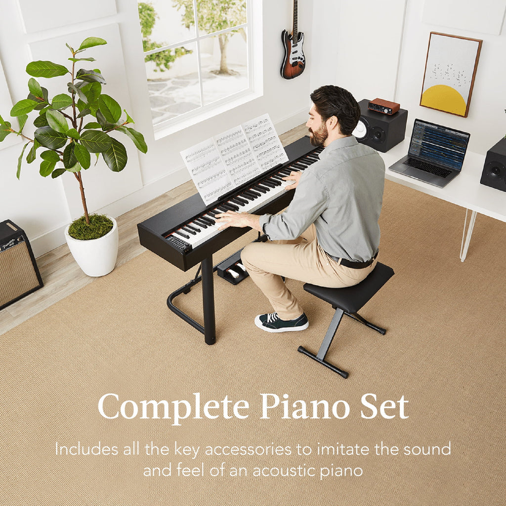 88-Key Weighted Full Size Digital Piano Set with Stand, Pedals, Stool, Cover O355