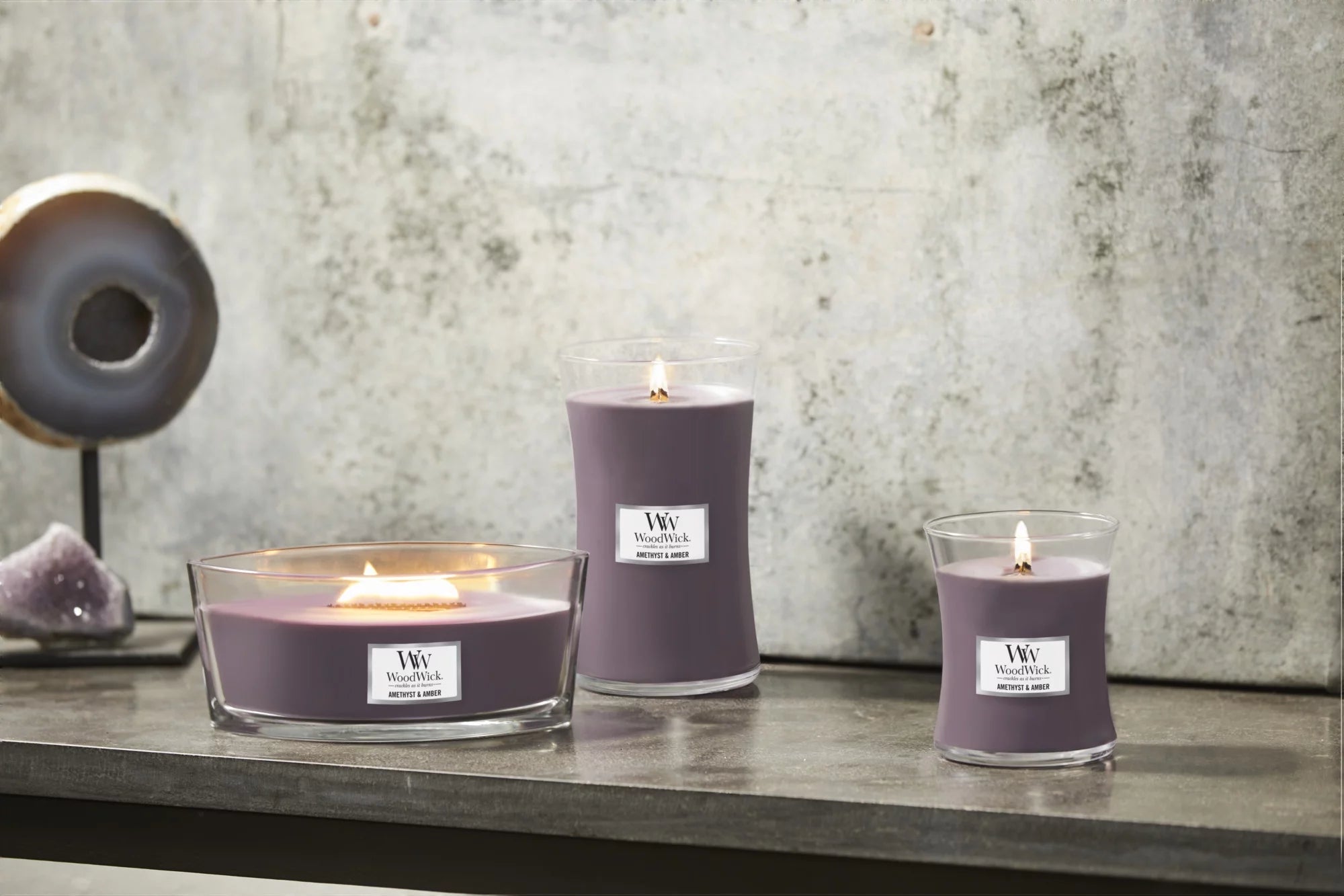 Amethyst & Amber Ellipse Candle E489