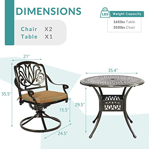 Outdoor Patio Dining Set with 2 Swivel Rocker Chairs and Round Table F46980
