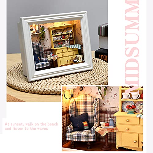 Dollhouse Miniature with Furniture Kit, Handmade Frame Style DIY House Model for Teens Adult Gift E648339