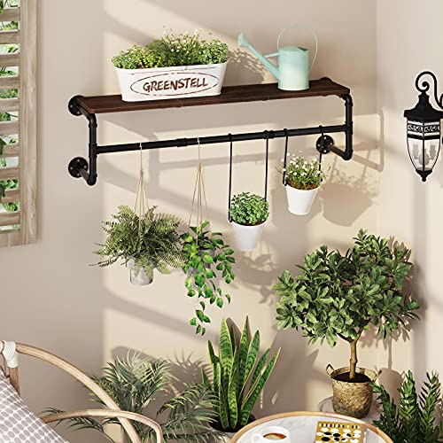 Wall Mounted Clothes Rack with Top Shelf, 45.5in Heavy Duty Garment Rack J5269