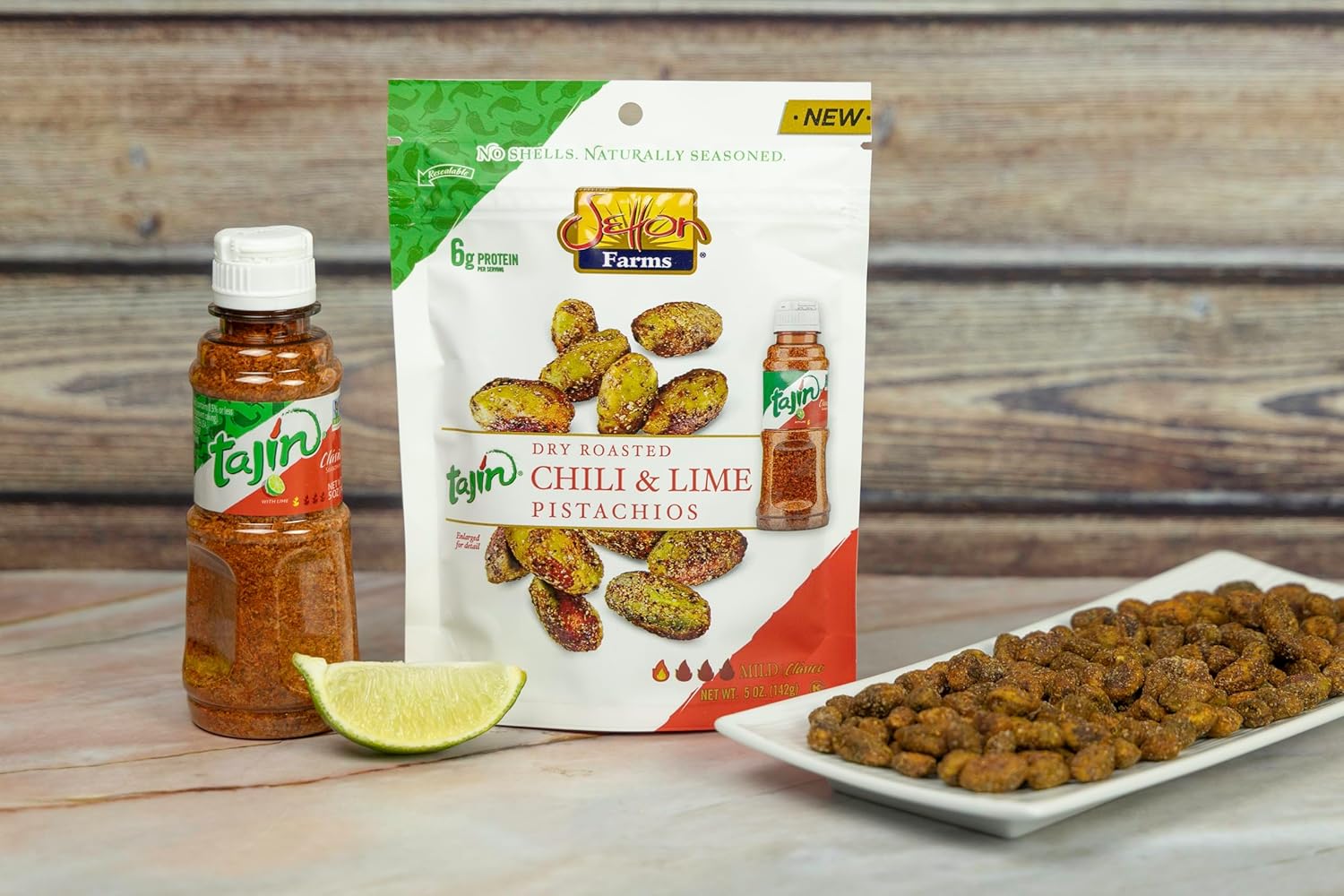 Seasoned Pistachio Kernels, Chili Lime, No Shells, 5 Oz Bag V97842