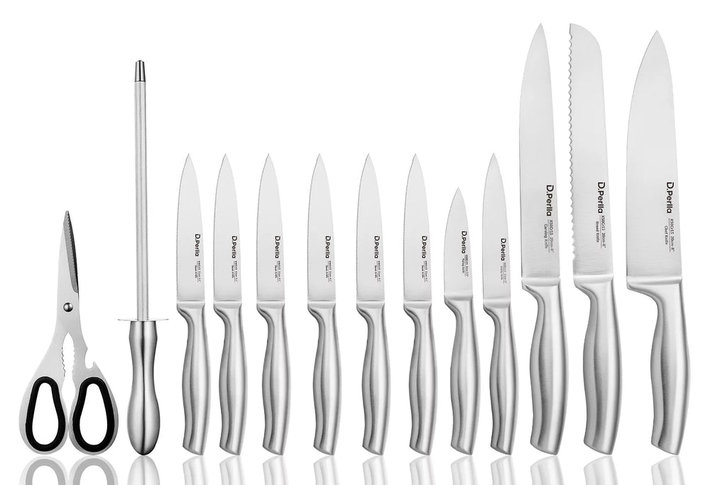 High Carbon Stainless Steel Kitchen Knife Set, 14 Pieces with Acrylic Stand W999304
