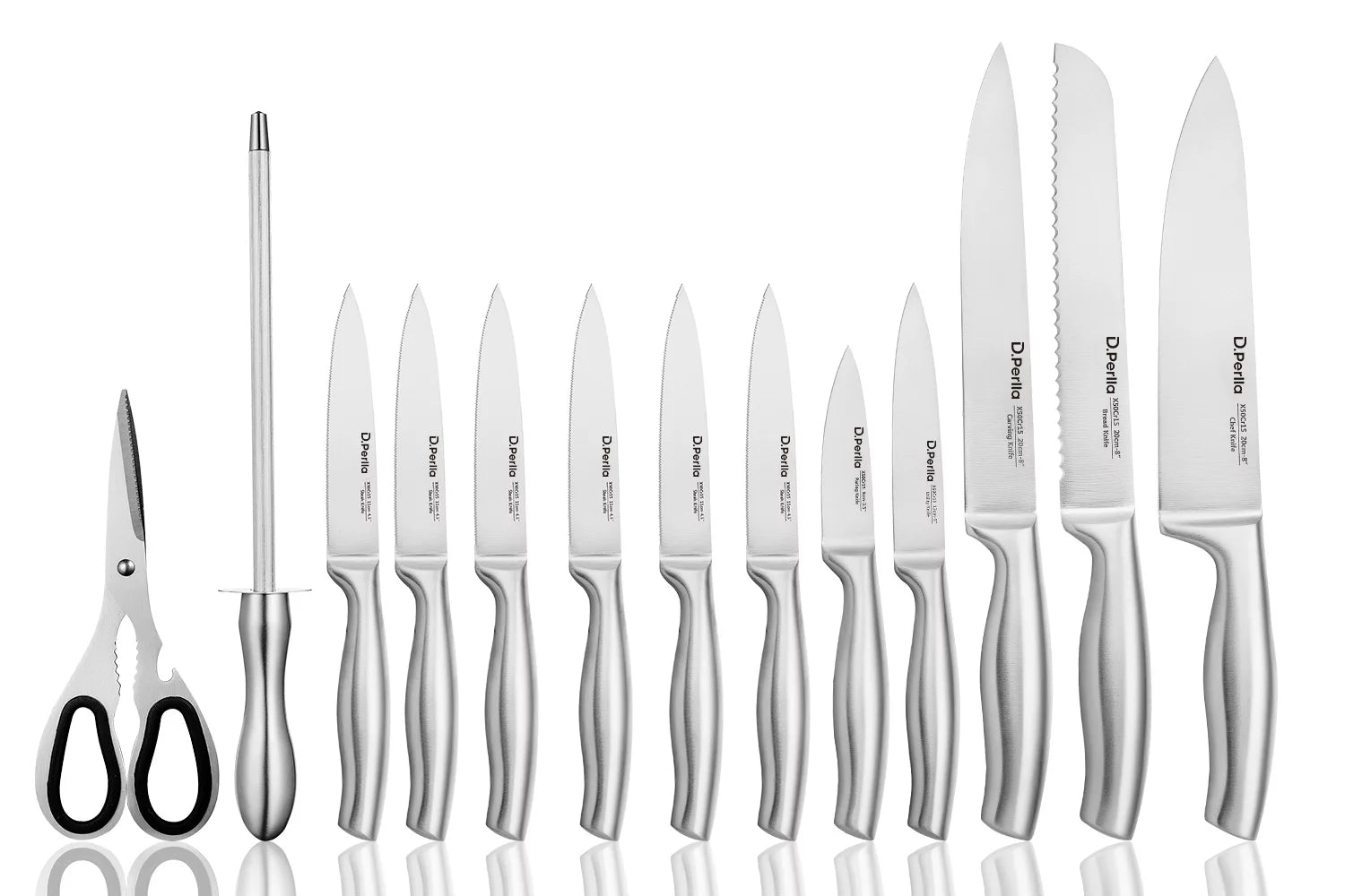 High Carbon Stainless Steel Kitchen Knife Set, 14 Pieces with Acrylic Stand W999304