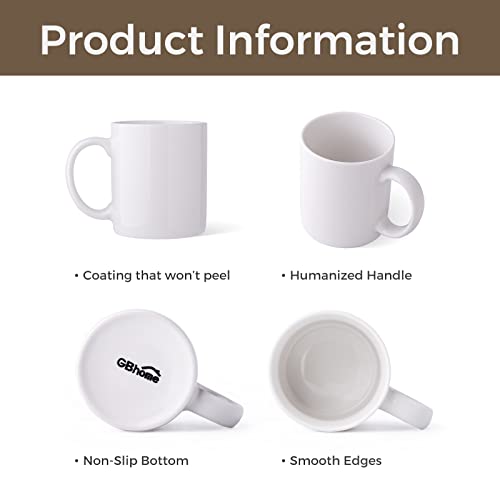 Sublimation Mugs Blank 12 OZ White Ceramic Cups, Set of 4 X211