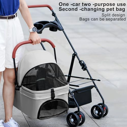 Pet Stroller for Small Dogs and Cats, Folding Travel Carrier with Cup Holder I8085