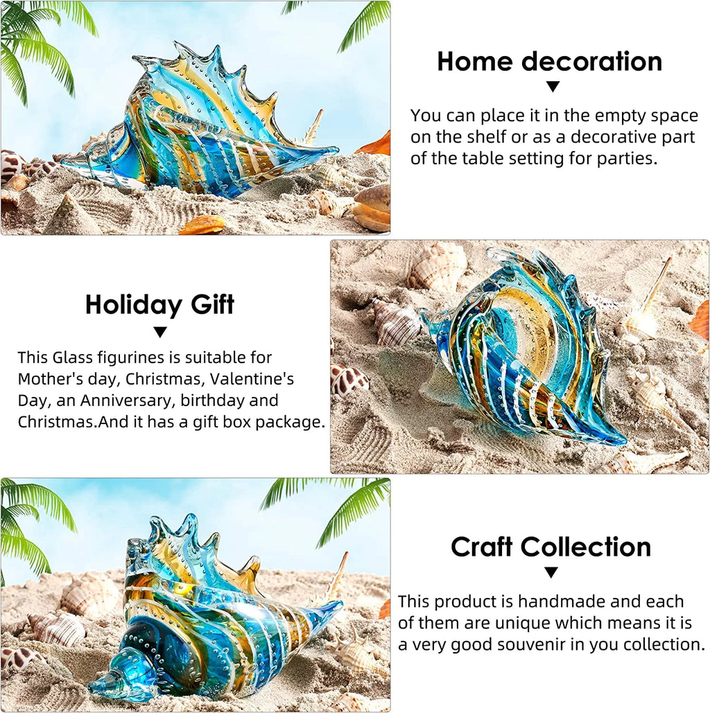Hand Blown Glass Conch Figurine Sea Animal Home Decor R261392