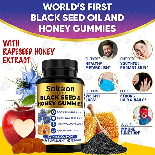 Black Seed Oil & Honey Gummies with Thymoquinone, 60 Count D7851