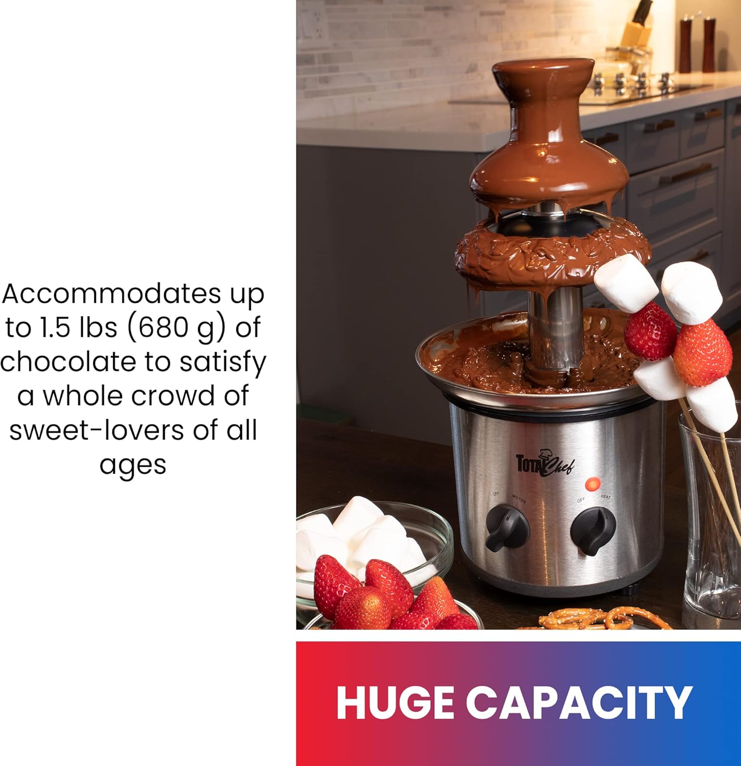 3 Tier Electric Chocolate Fondue Fountain Machine Stainless Steel Adjustable Temperature K8458
