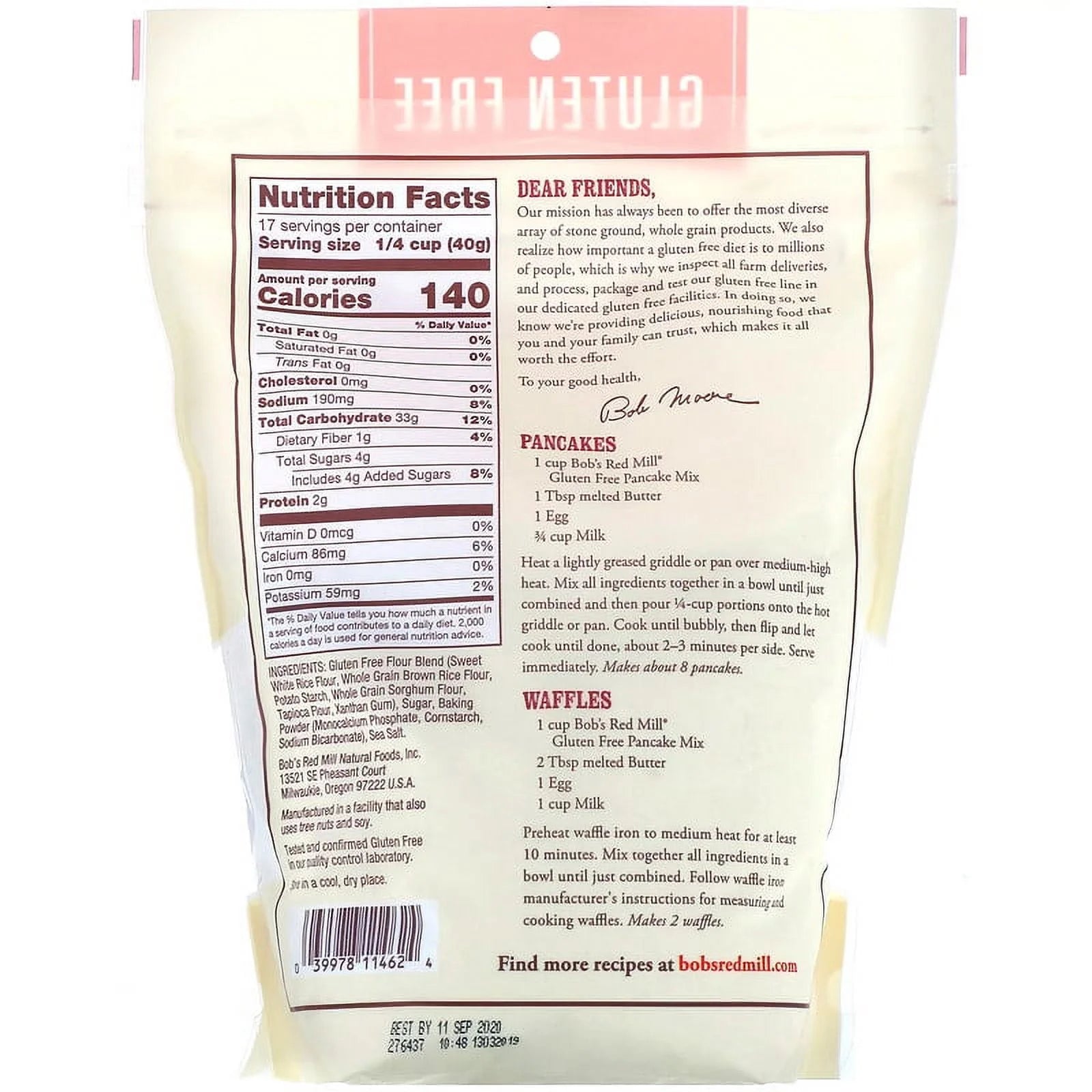 Gluten Free Pancake Mix, 24 oz Pack of 2 T3798
