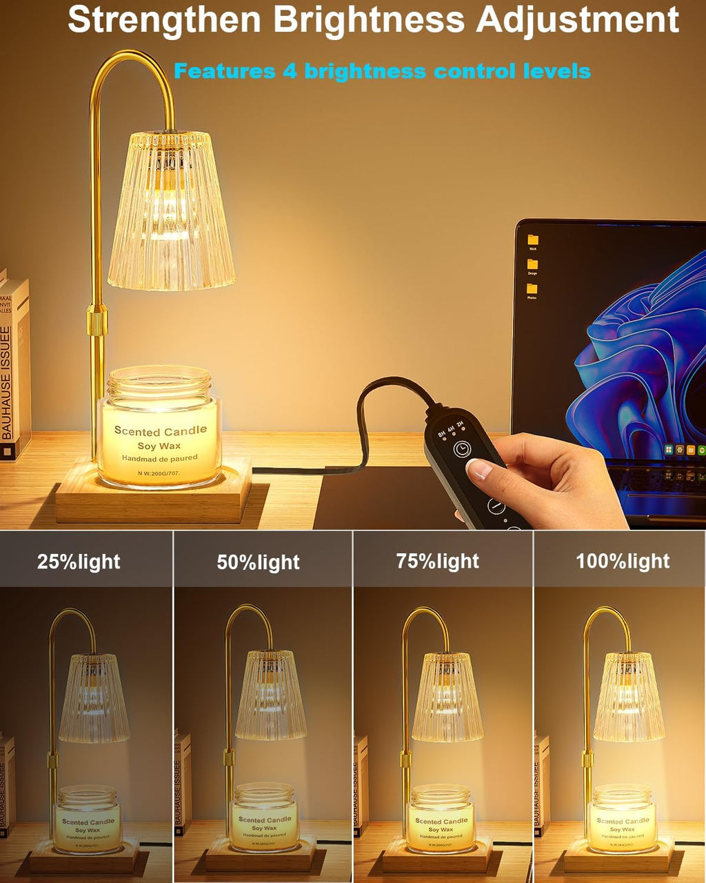 Candle Warmer Lamp with Timer, Dimmable and Adjustable Height T388245