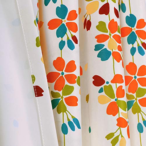 Weeping Flower Light Filtering Window Curtain Panels, Navy, 52"W x 63"L Z740