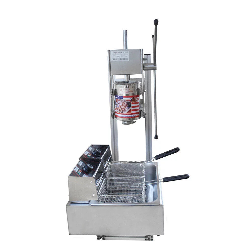 Churros Machine Manual Stainless Steel Vertical Sausage Stuffer with Fryer 2 in 1 O8265