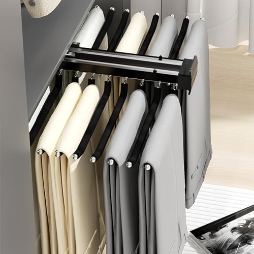 Extendable Trouser Hanger, Space-Saving Pull-Out Clothes Rack, Black C590595