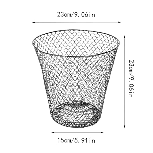 Wire Mesh Round Waste Basket, 9 Inch, Open Top, Black R372942