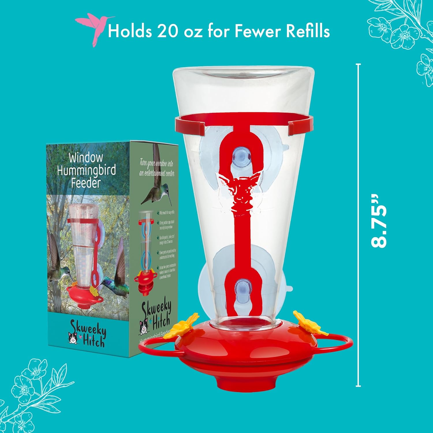 Window Hummingbird Feeder for Outdoors, Large Capacity, Easy to Clean D137
