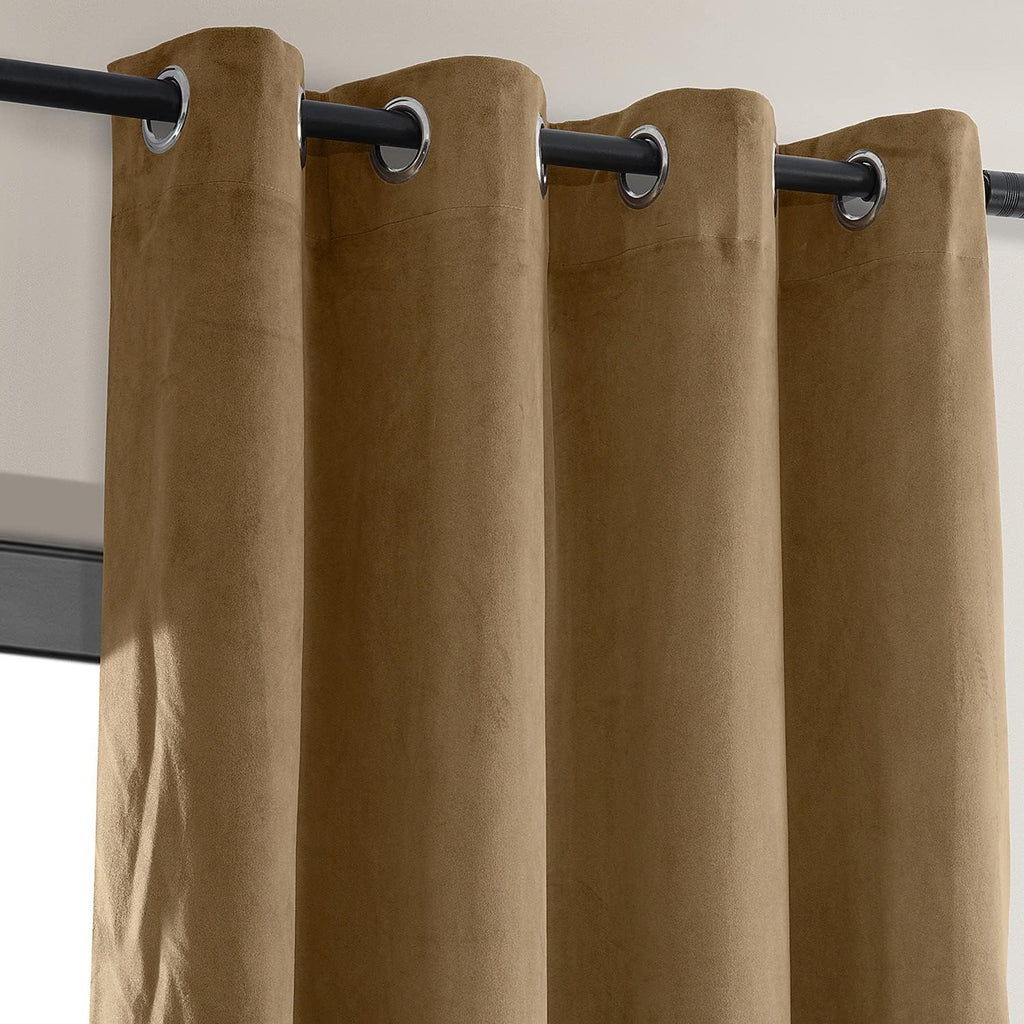Grommet Blackout Velvet Curtains for Living Room, 50 x 96, Amber Gold U82961