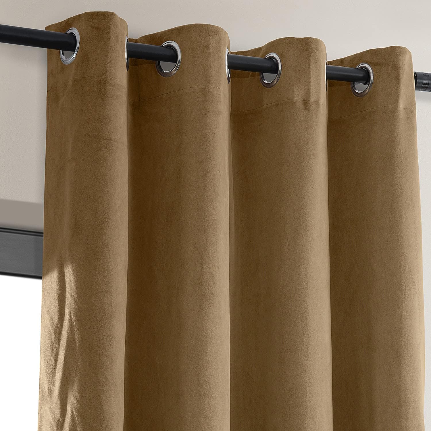 Grommet Blackout Velvet Curtains for Living Room, 50 x 96, Amber Gold U82961