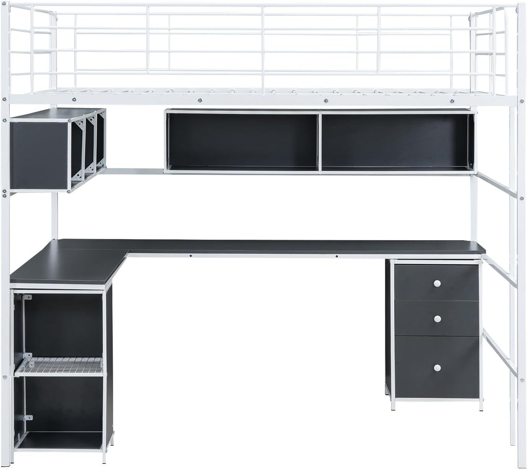Full Loft Bed with Bookcase, Desk and Cabinet M769