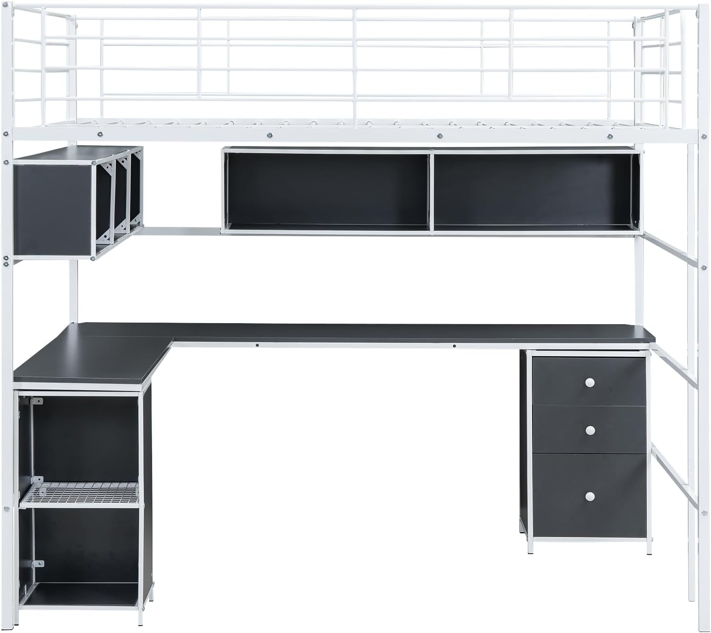 Full Loft Bed with Bookcase, Desk and Cabinet M769
