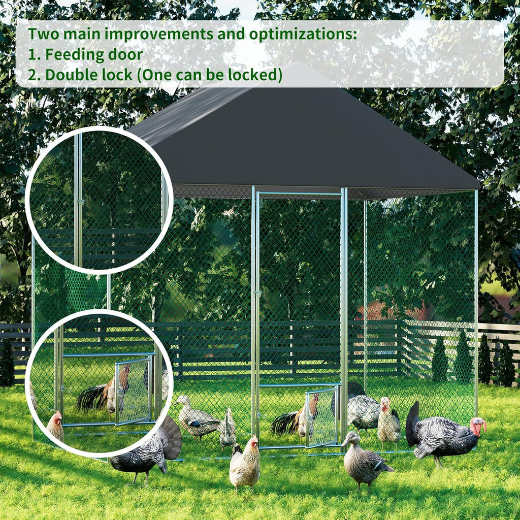Walk-in Chicken Coop Run with Waterproof UV-Proof Cover M5799