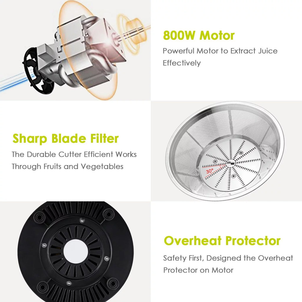 Wide Mouth Juice Extractor 800 Watt Centrifugal Juicer Machine with 2 Speed Setting M908