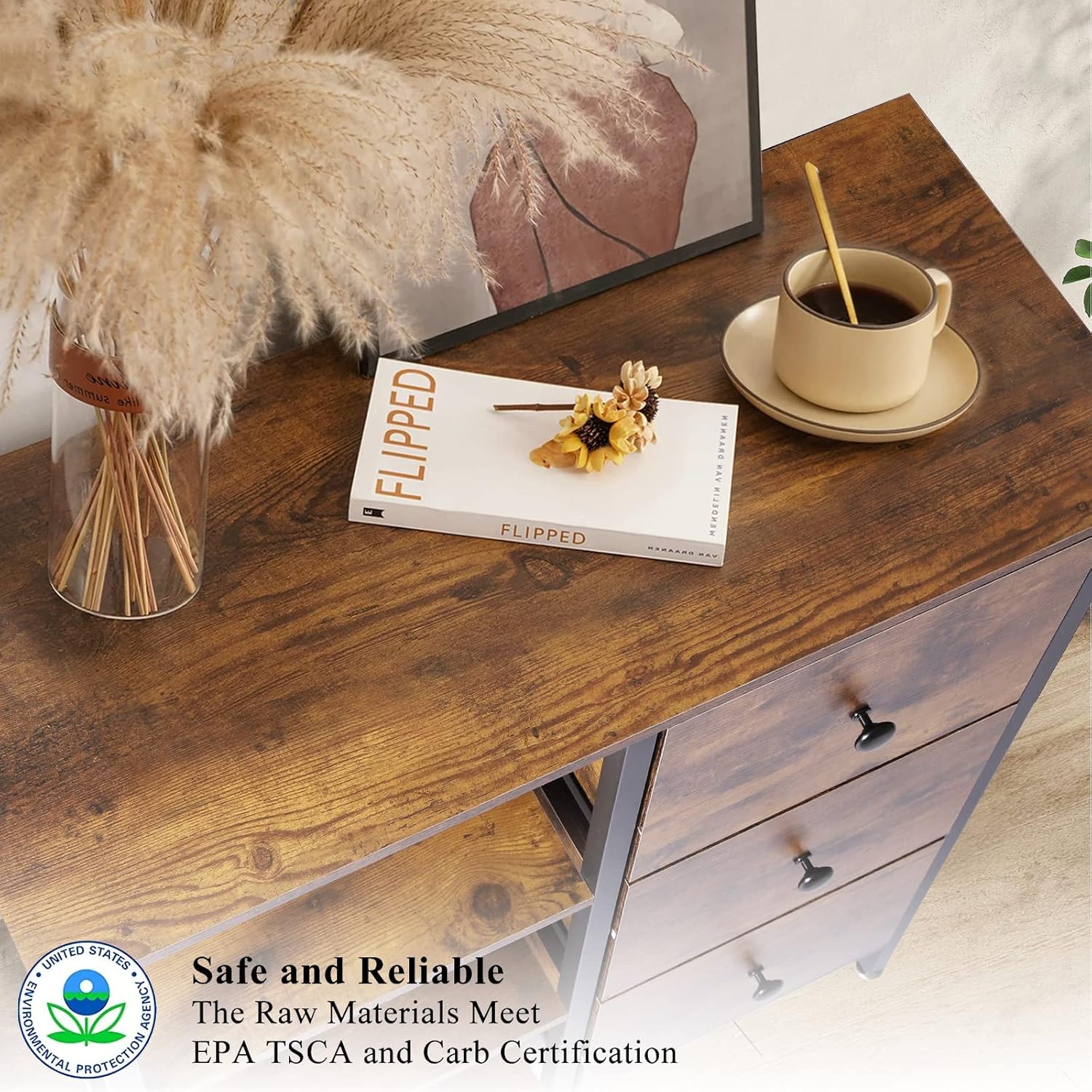 Coffee Station Cabinet with 3 Wooden Drawers and Shelves Z288126